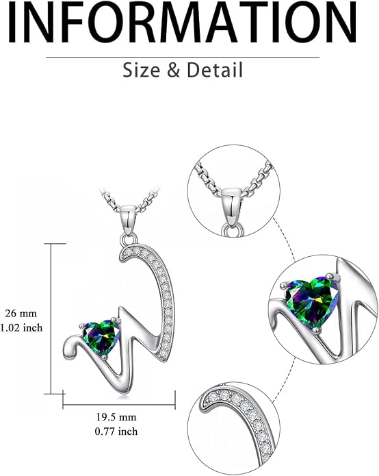 Birthday Gifts for Women Alphabet A to Z Initial Birthstone Pendant Necklaces for Women - 18k White Gold Plated Personalized Name Jewelry Anniversary Graduation Gifts for Wife Her Daughter Girlfriend(with Gift Box)