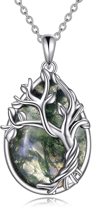 POPLYKE Sterling Silver Gemstone Teardrop Pendant Necklace Crystal Jewelry for Women
