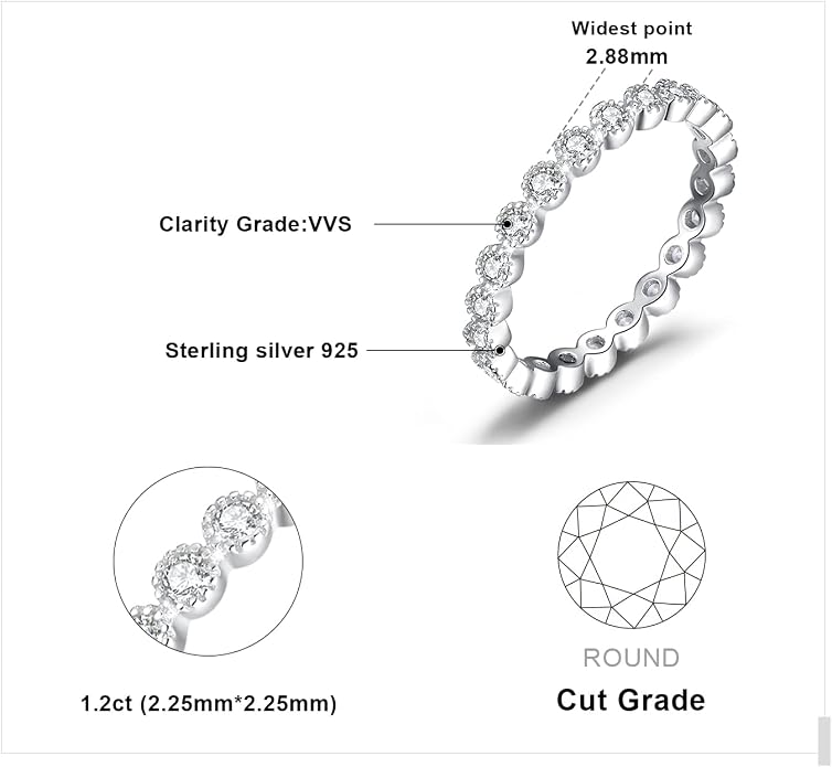 JewelryPalace 14K Gold Plated 925 Sterling Silver Rings for Women, Cubic Zirconia Promise Rings for Her, Stackable Wedding Bands Rings for Women Set Size 4-12