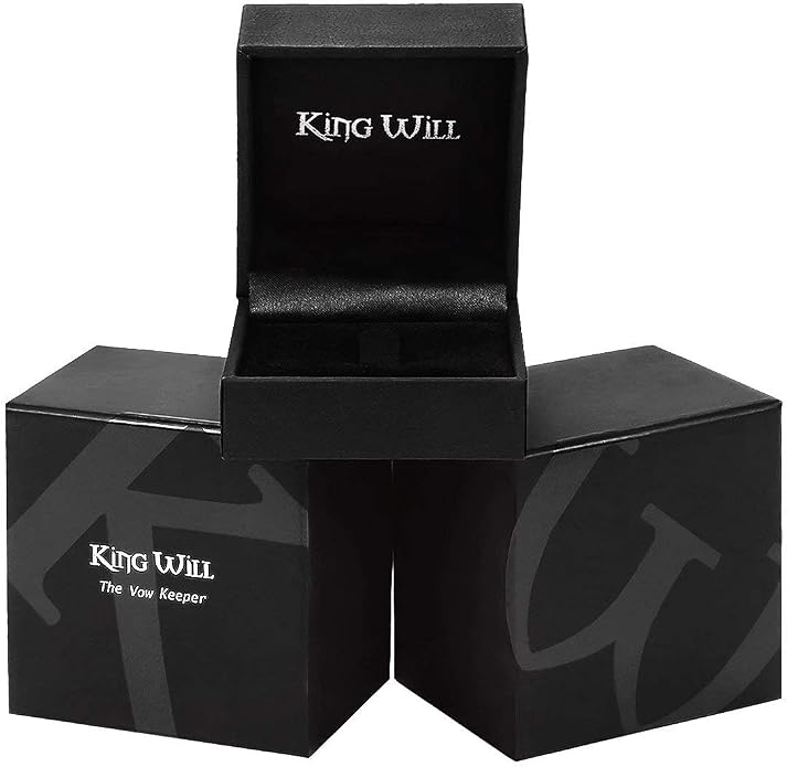 King Will Tungsten Men's Wedding Ring - Available in 6mm to 10mm, Black/Silver, Matte Finish, Beveled Polished Edge, Comfort Fit