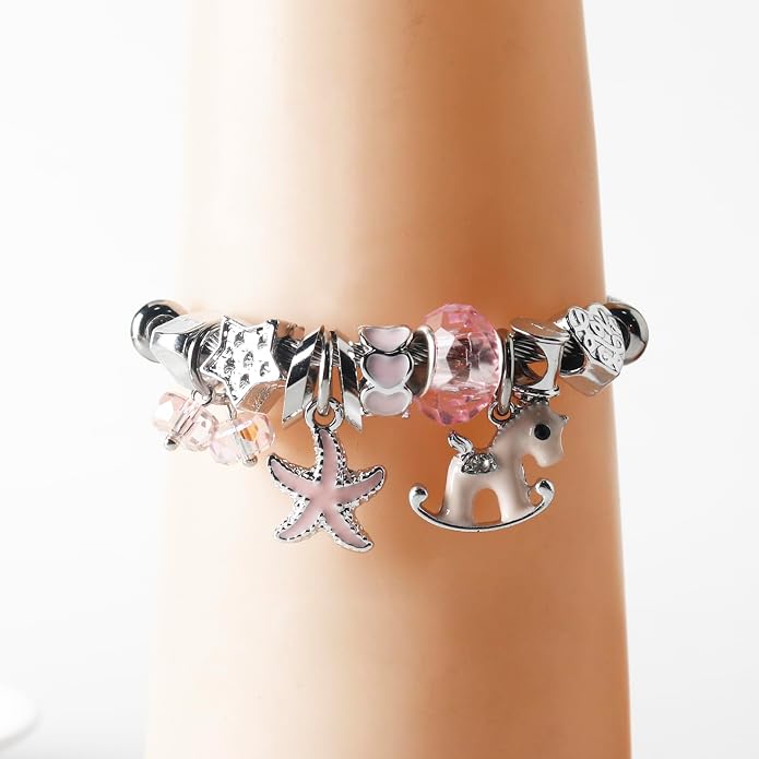 DS Charm Bracelets for girls,exquisite cute cartoon friendship bracelets Silver Stainless Steel Bangle with birthday Gift box, Adjustable girls jewelry Suitable for holiday gifts