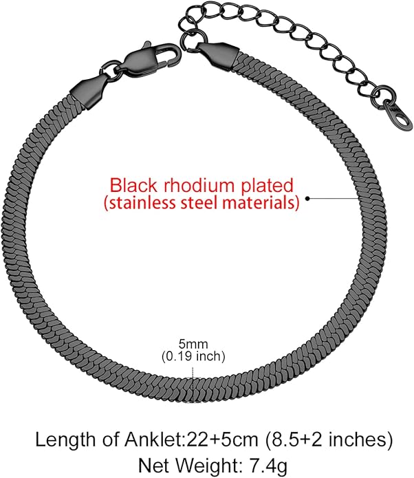 GoldChic Adjustbale Link Chain Anklet for Women Summer Jewelry, 316L Stainless Steel Figaro/Wheat/Twist Rope/Cuban Foot Bracelet-Waterproof, Resizable 9"-12" (Gift Box Included)
