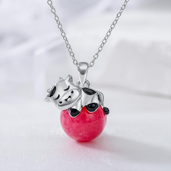 Highland Cow Gifts for Women 925 Sterling Silver Highland Cow Birthstone Necklace Fluffy Cow Jewelry Gifts Birthday Christmas