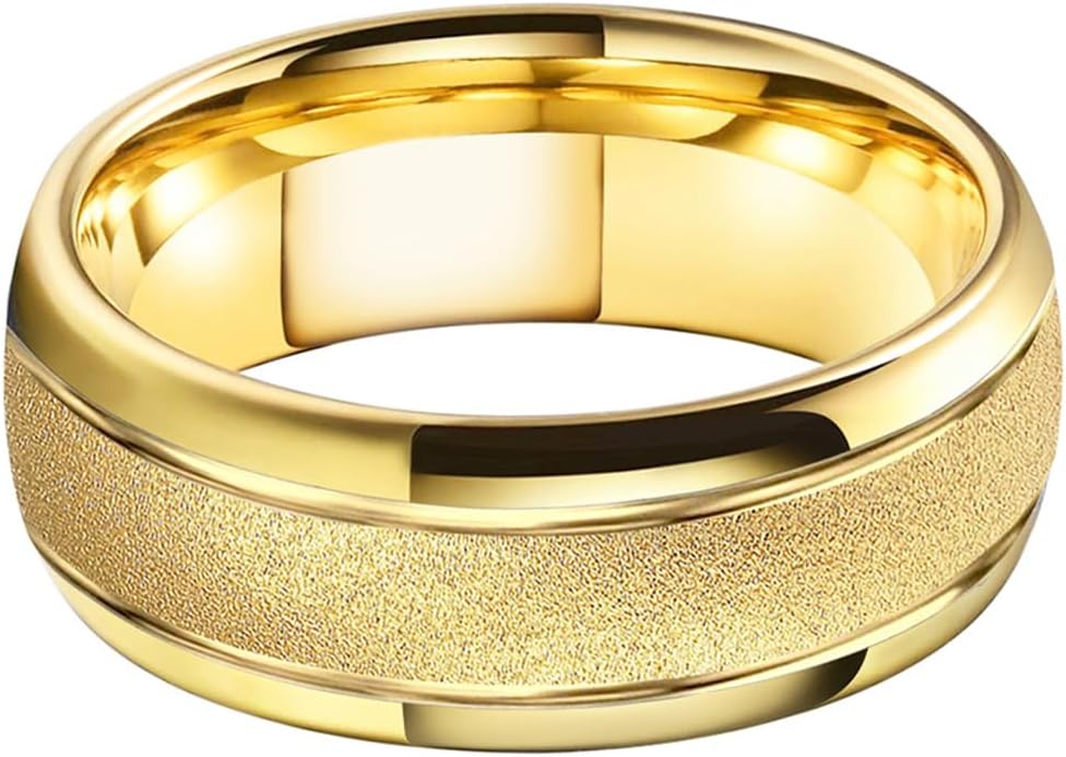 TUTISS 6mm 8mm Black/Gold/Rose Gold/White Tungsten Rings for Men Women Fashion Engagement Wedding Bands Sandblasted Finish I Love You Engraved Comfort Fit