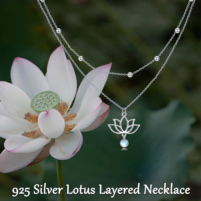 MONGAS Tree of Life/Infinity Cross/Lock and Key/Lotus/Hamsa/Horse/Strawberry/Opal/Lariat/Dragonfly/Heart/Violin Layered Necklace Sterling Silver for Women