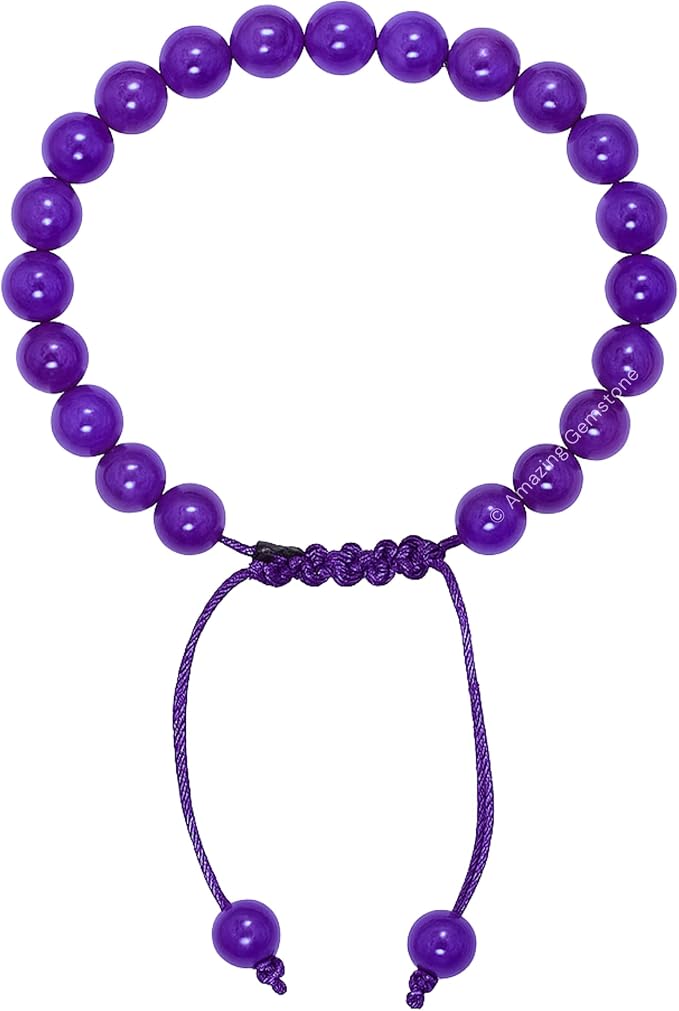 Amazing Gemstone Amethyst Bracelet for Women Men's Gifts - Protection Healing Crystal Bracelet - 8mm Gemstone Beaded Adjustable Bracelet Pulseras para Hombres Mujer Stocking Stuffers