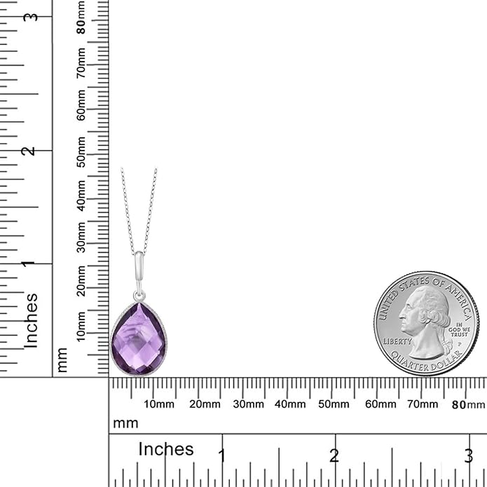 Gem Stone King 6.50 Cttw Amethyst Teardrop Pendant Necklace For Women | 925 Sterling Silver | Pear Shape 16X12MM | Gemstone Birthstone | With 18 Inch Silver Chain
