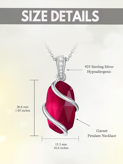 HPQQ Necklace for Women 925 Sterling Silver Dainty Gemstone Pendant Fine Jewelry Birthday Mothers Day Gifts for Mom Wife Her