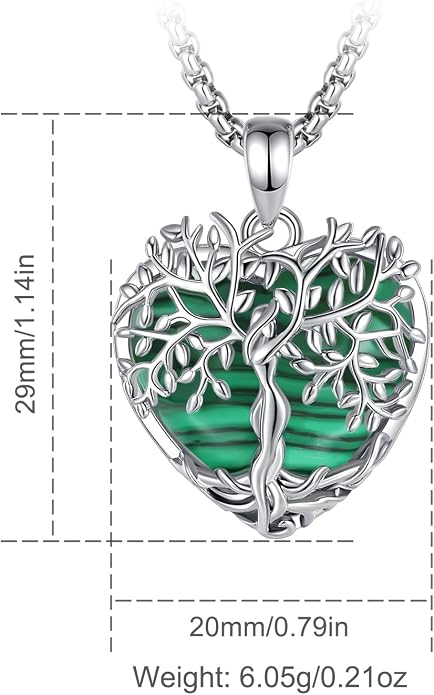 Vito Tree of Life Necklace for Women Men, Silver Plated Copper Teardrop Moonstone/Obsidian/Turquoise/Amethyst/Malachite Crystal Tree Necklace Protection Energy Amulet Jewelry Gift for Mom Wife, 20+2"