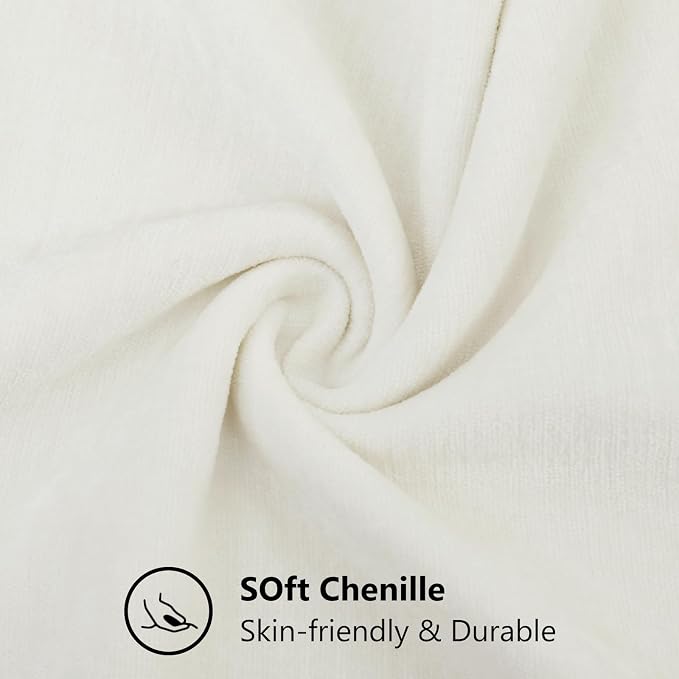 decorUhome Soft Chenille Cream White Throw Pillow Covers 26X26 Set of 2 | Decorative Fall Couch Pillow Covers Solid Dyed Accent Modern Euro Sham Farmhouse Neutral Square Pillow Cases for Sofa