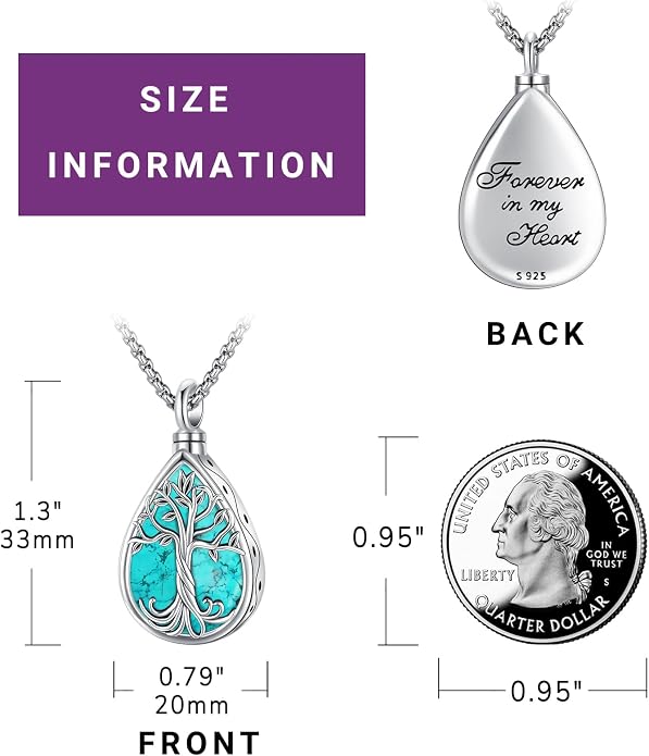 Turquoise Jewelry for Women Men 925 Sterling Silver Pendant Urn Necklaces for Ashes Picture Locket Necklace Thor Hammer Yggdrasil Virgen De Guadalupe St Michael Christopher Judas Witches Knot Necklace