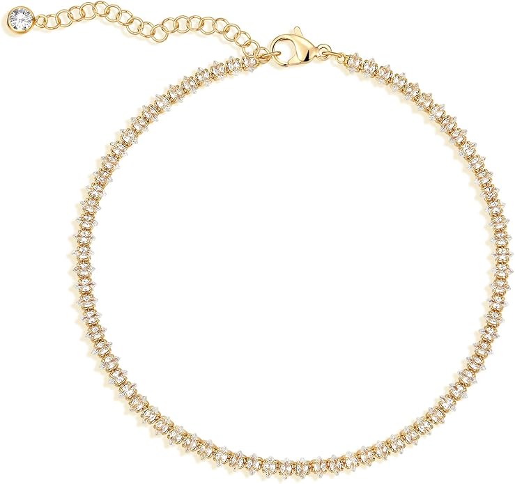 Gold Ankle Bracelets for Women, 14K Gold Plated Anklets Adjustable Cuban Link Anklets Set Tiny Cute Summer Barefoot Jewelry Gift.