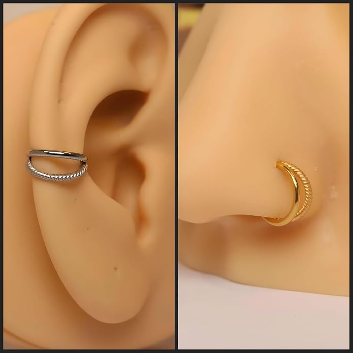316L Surgical Steel Septum Clicker Ring Nose Ring Hoop Sleeper Hoop Earring Helix Rook Conch Cartilage Daith Tragus Earrings Lobe Nose Piercing Jewelry for Women