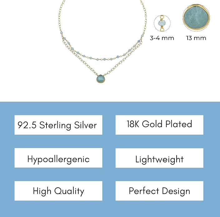 Layering Necklace for Women, Premium Layered Gold Healing Crytsal Necklaces - Tarnish Free 18K Gold Vermeil Certified S925 Classic Stack Necklace Gold Jewelry for Women - Mothers Day Gifts for Mom Wife