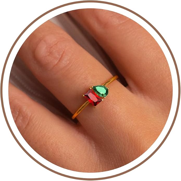 Birthstone Rings for Women, Non Tarnish Gold Rings 2026 Graduation Gifts Birthday Gift Trendy Teen Girl Stuff Dainty 14K Plated Adjustable CZ Stacking Promise Ring Anniversary Jewelry for Friend Sister Girlfriend Daughter
