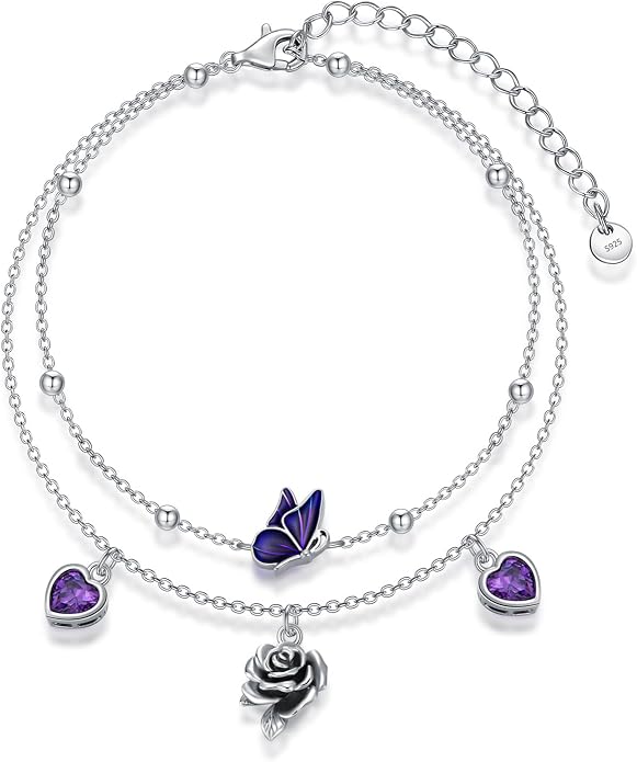 Ankle Bracelets for Women, 925 Sterling Silver Infinity/Heart/Pineapple/Butterfly/Turtle/Evil Eye/Sand Dollar Anklets Waterproof, Christmas Birthday Bracelet Anklets Jewelry Gift Adjustable