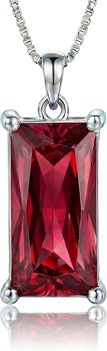 8mm x 16mm Square Birthstone Pendant Necklace – Fashion charming Sterling Silver Gift for women