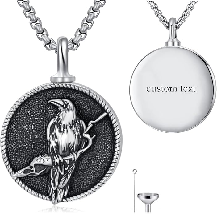 Viking Necklace for Men S925 Sterling Silver Odin/Troll Cross/Compass/Raven/Valknut/Axe Rune Amulet Necklace Norse Jewelry for Christmas Birthday
