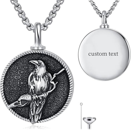 Viking Necklace for Men S925 Sterling Silver Odin/Troll Cross/Compass/Raven/Valknut/Axe Rune Amulet Necklace Norse Jewelry for Christmas Birthday