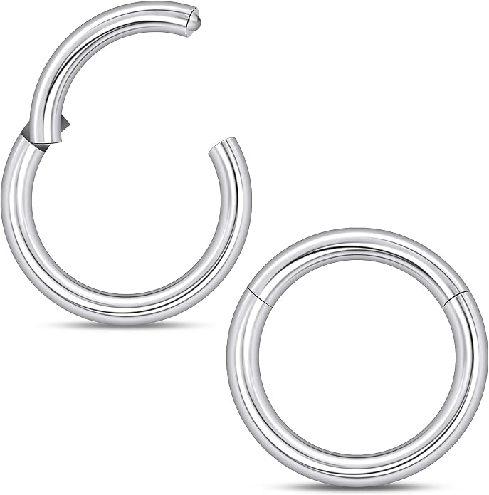 20G-2G ASTM F136 Titanium Septum Nose Rings Hoops Hinged Clicker Segment Septum Lip Nipple Ring Cartilage Tragus Helix Sleeper Earrings Piercing Jewelry for Women Men 6mm-19mm