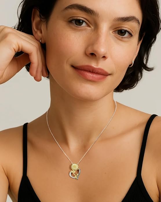 Anniversary Birthday Gifts for Women - Heart Birthstone Necklace: 925 Sterling Silver Rose/White/Yellow Gold Pendant Necklaces Gold Jewelry Gift for Wife Girlfriend Mom Daughter Grandma