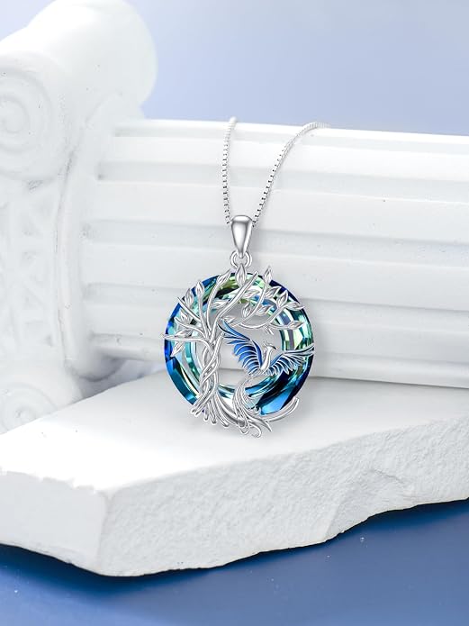 TOUPOP Phoenix Necklace 925 Sterling Silver Crystal Pendant Phoenix Rising Jewelry Women Birthday Mothers Day Gifts for Women