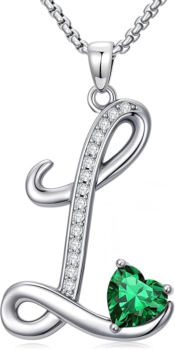 Birthday Gifts for Women Alphabet A to Z Initial Birthstone Pendant Necklaces for Women - 18k White Gold Plated Personalized Name Jewelry Anniversary Graduation Gifts for Wife Her Daughter Girlfriend(with Gift Box)