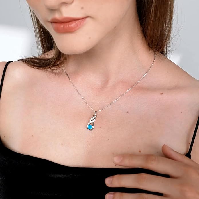 Birthstone Necklaces for Women 925 Sterling Silver Infinity Pendant Created Gemstone Jewelry for Her, 16"+2"