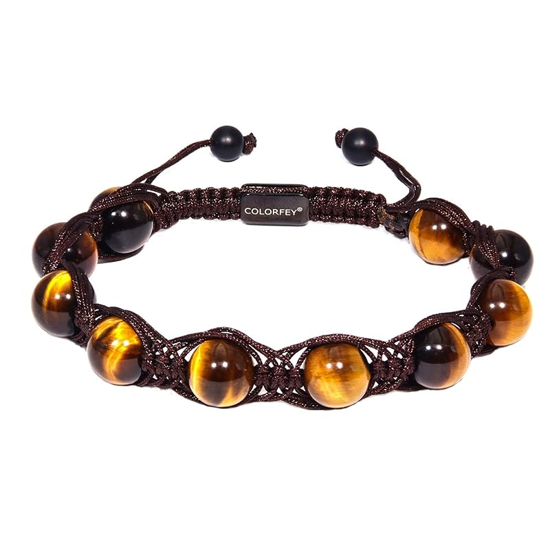Healing Crystal Tiger Eye Bracelet for Men Women, Premium Handcrafted Real Tiger Eye Beaded Bracelet 10mm, Genuine Men Beaded Bracelets Natural Stone Bracelets for Men Handmade Gifts for Him