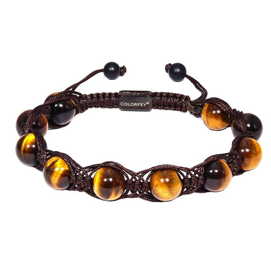 Healing Crystal Tiger Eye Bracelet for Men Women, Premium Handcrafted Real Tiger Eye Beaded Bracelet 10mm, Genuine Men Beaded Bracelets Natural Stone Bracelets for Men Handmade Gifts for Him