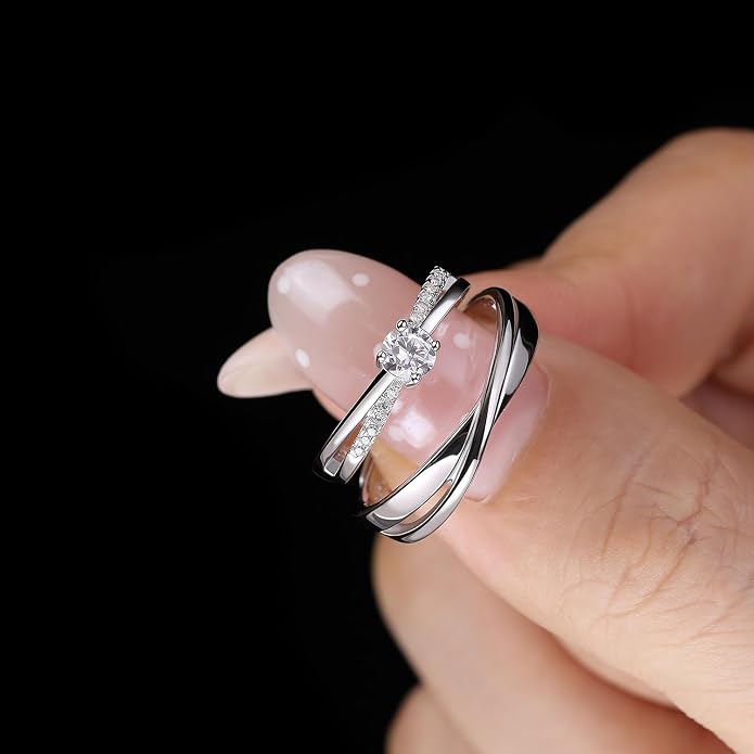 Meissa 925 Sterling Silver Celtic Knot Ring for Couples 2 Pcs Couple Rings Handmade Matching Promise Rings Rings Size Adjustable Bridal Jewelry