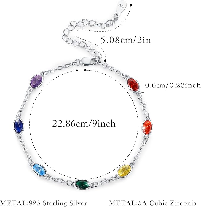 MEDWISE Sterling Silver Chakra Anklet 7 Chakra Beach Anklet Bracelet Link Chain Ankle Bracelet Gift for Women