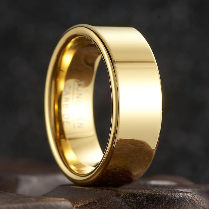 Classic Flat Band - 8mm Wide High-Polish Tungsten Wedding Ring for Men & Women