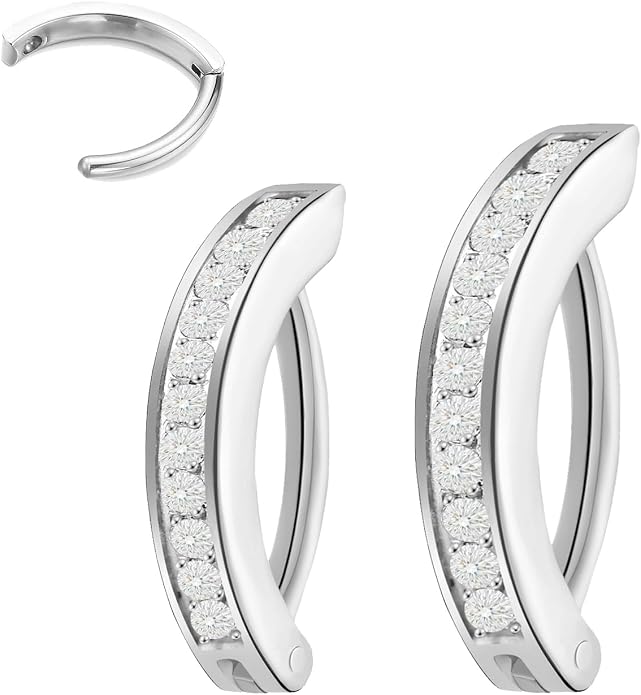2-Piece Moissanite Belly Ring Set, Hypoallergenic Titanium Clicker with 14K Gold Plating - 10mm & 12mm Simple Reverse Navel Piercing Jewelry for Women, Men & Sensitive Skin