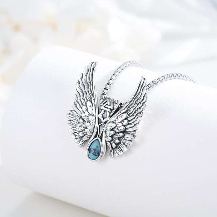 Viking Necklace 925 Sterling Silver Celtic Nordic Runes Amulet Necklace Viking Jewelry for Men Women
