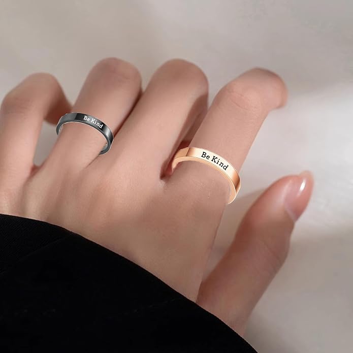 Be Kind Ring, Be Kind of a Bitch Ring Be Kind... Of A Bitch Ring Stainless Steel Engraved Band Friendship Ring Inspirational Motivational Funny Ring Jewelry Gift for Sorority Sisters Friends Anniversary Birthday