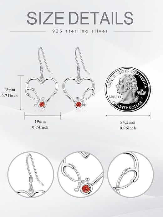 Midari Heart Dangle Earrings 925 Sterling Silver Leverback Drop Earrings Teacher Music Art Jewelry Gifts for Women Students Apple/Guitar/Palette/Note Design