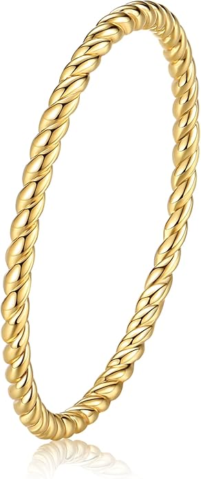 Me&Hz Gold Stackable Rings Thin Band Rings Dainty Gold Rings for Women Trendy Beaded Twist Hammered CZ Stacking Rings 14K Gold Plated Rings for Teen Girls Midi Knuckle Pinky Finger Jewerly