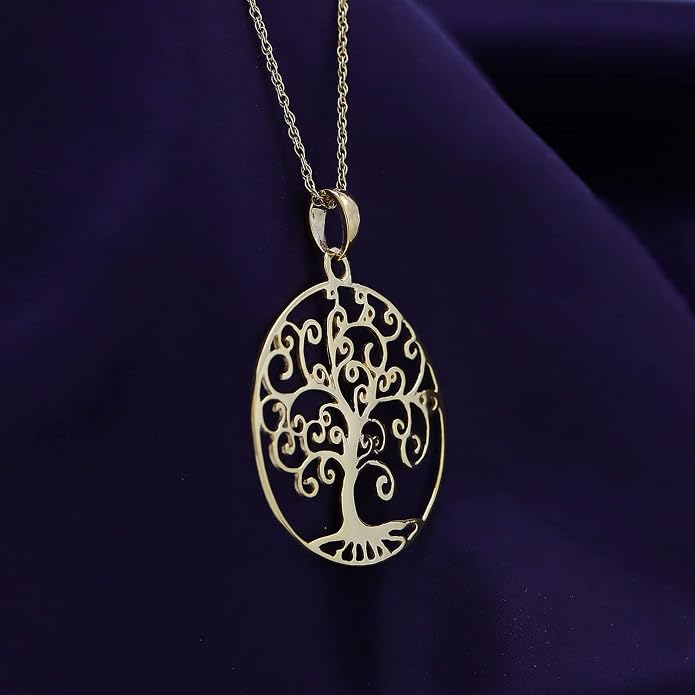 Jewel Zone US Tree of Life Filigree Pendant Necklace 14k Gold Over Sterling Silver