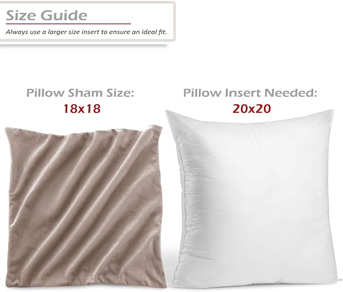Nestl Throw Pillow Covers, Cozy Velvet Decorative TanPillow Covers 18 x 18 Inches, Soft Solid Couch Pillow Covers for Sofa, Bed and Car, Set of 2