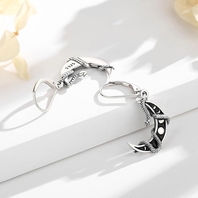 Vito 925 Sterling Silver Teardrop Earrings for Women, Moonstone Turquoise Drop Dangle Earrings Cat Snake Turtle Tree of Life Leverback Earrings Boho Jewelry Gift for Mom Wife