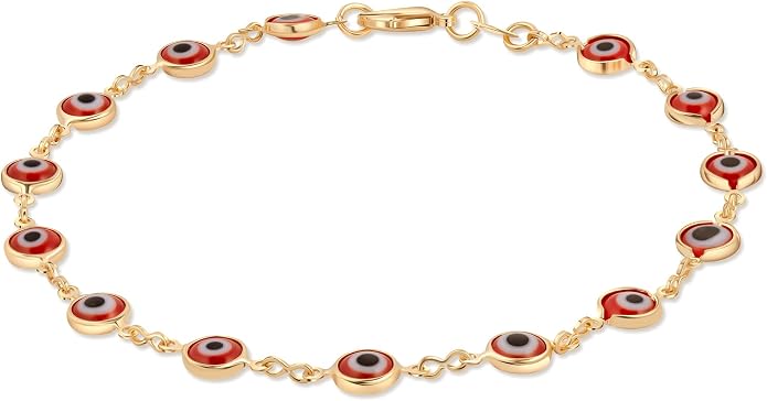 Barzel 18k Gold Plated Evil Eye Anklet Bracelet - Made In Brazil