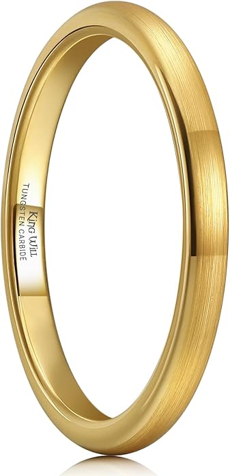 King Will Wedding Band for Men Women, 2/4/6/7/8mm Domed Matte Brushed Tungsten Carbide Rings, Solid/Dual Color Engagement Rings, Comfort Fit