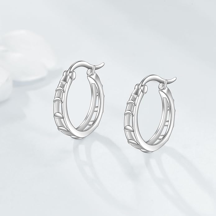 Sterling Silver Hoop Earrings Small Hoop Sun/Leaf/Triangle Huggie Earrings for Women Hypoallergenic