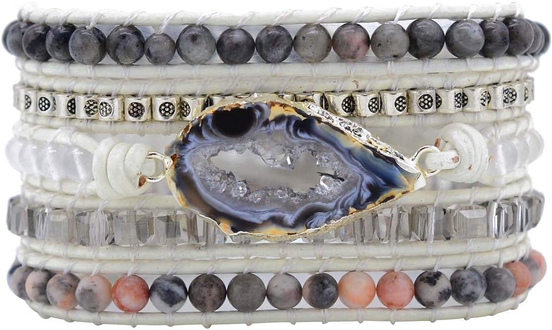 Boho Wrap Bracelet for Women, Handmade Natural Imperial Jasper Multi-Layer Stone Beaded Bracelet, Bohemian Healing Crystal Stone Jewelry Gifts