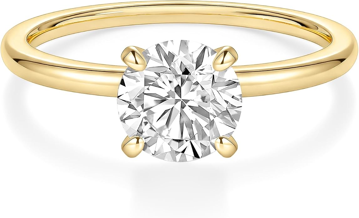 EAMTI 1.5CT 925 Sterling Silver Engagement Rings Round Cut Solitaire Cubic Zirconia CZ Wedding Promise Rings for Her Wedding Bands for Women Size 3-11