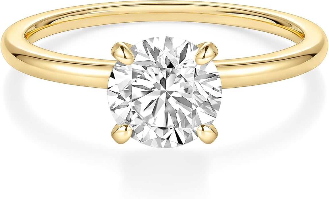 EAMTI 1.5CT 925 Sterling Silver Engagement Rings Round Cut Solitaire Cubic Zirconia CZ Wedding Promise Rings for Her Wedding Bands for Women Size 3-11