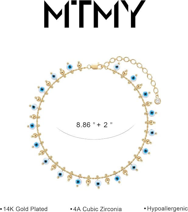 MTMY Gold Anklets for Women 14K Gold Plated Tiny Bead Anklet Colorful Tassel Foot Chain Dainty Adjustable Cute Summer Beach Boho Anklets Jewelry Gift