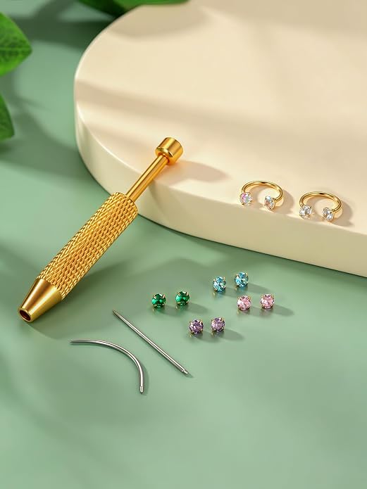 Oveta 18G Horseshoe Nose Rings for Women, 16G 20G Surgical Steel Nose Ring Hoop 6/8/10/12mm, Internally Threaded Tragus Cartilage Helix Earrings Silver/Gold, 3mm CZ