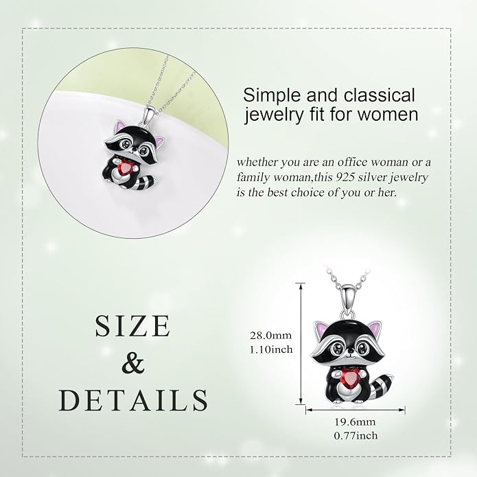 Bat/Cow/Cat/Bunny Necklace 925 Sterling Silver Heart Animal Pendant Necklace for Women